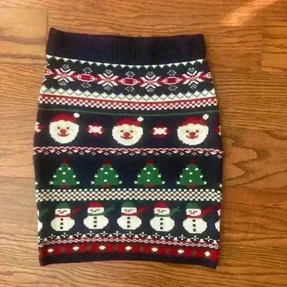 Santa Snowman Christmas Fair Isle Sweater Pencil Skirt Women’s Size Small Kitsch - Picture 2 of 7